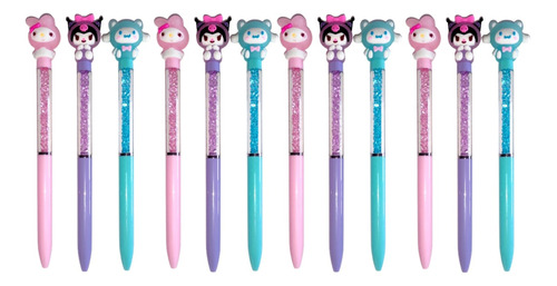 12 Plumas Con Diamante Kawaii Kuromi Y Amigos Pack A Elegir 