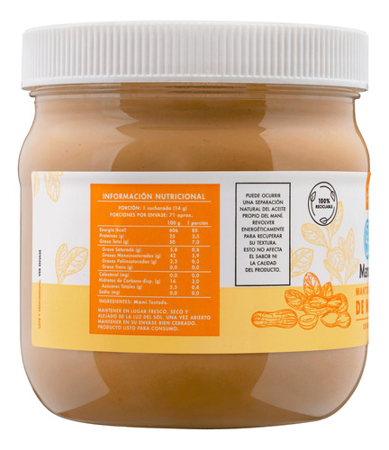 Mantequilla De Mani 1 Kg / 100% Maní Tostada / Manare