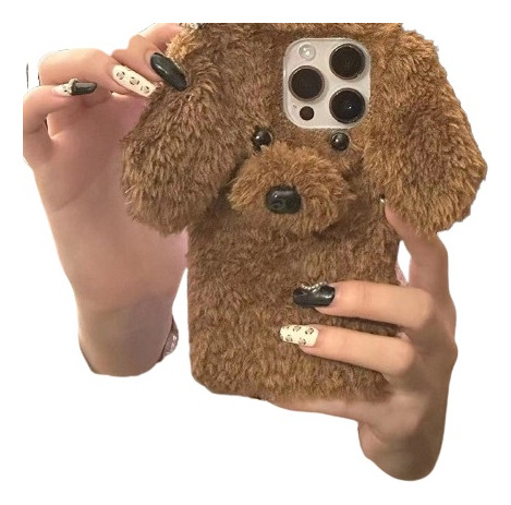 Linda Funda De Teléfono Con Perro De Peluche Para iPhone