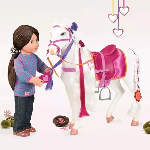 Barbie con Caballo y Poni Muñeca rubia con caballo y poni de juguete  accesorios de establo y para peinar regalo para