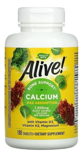 Nature's Way | Alive! Calcium + Vitamin D3 K2 Mag | 180 Tabs