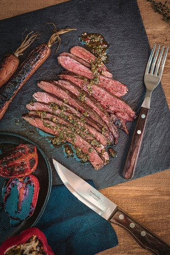 Faqueiro Churrasco Jumbo Tramontina 24 Pçs Polywood Castanho