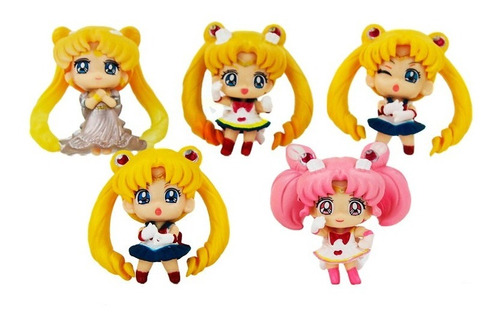 5 Figuras Mini Sailor Moon 4 A 5 Cms. Entrega Inmediata.