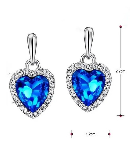 Imagen 3 de 6 de Aretes Oro 18k Laminado De Corazón De Cristales Swarovski