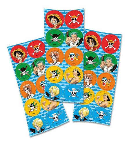 Adesivo Redondo Festa One Piece - 30 Unidades - Festcolor