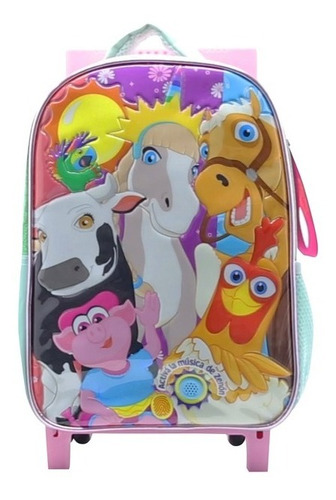 Mochila La Granja De Zenon Musical Con Carro 12p Gz120