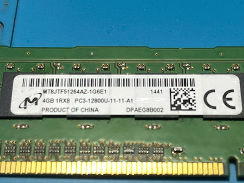 5 Memorias De 4gb, Pc3 -12800u 2rx8 Desktop Memory. (Usado)
