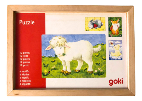 Rompecabezas 4 En 1 Animales Goki Madera Alemán Puzzle