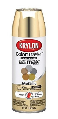 Krylon K15151002 Colormaster Paint + Primer, Metálico, Oro, 
