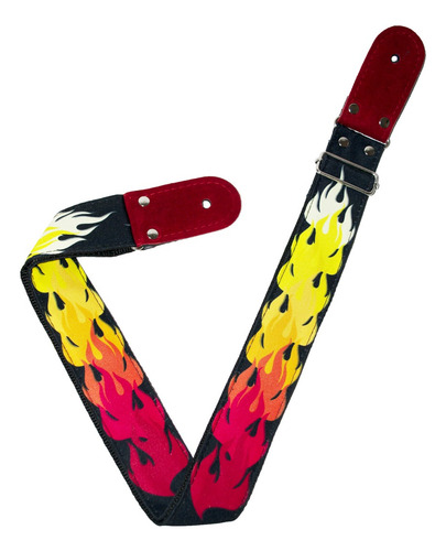 Flamas - Tahalí Strap Para Guitarra O Bajo Color Rojo