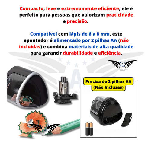 Apontador De Lápis Elétrico Automático A Pilha Com Depósito Com Refil Escritório Escola Lapis De Cor Aletronix