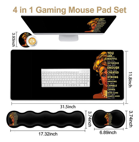 Mouse Pad Grande Con Soporte Para Muneca, Tecl...