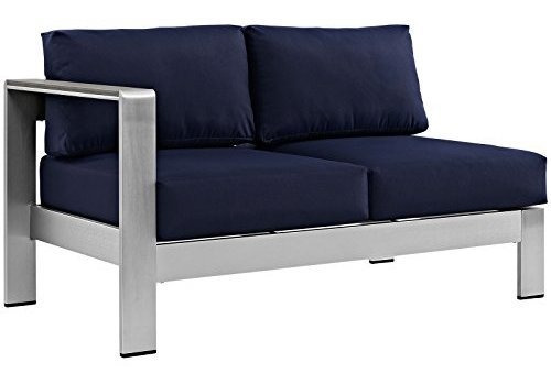 Modway Shore Aluminum Outdoor Patio Izquierdo Loveseat Del B