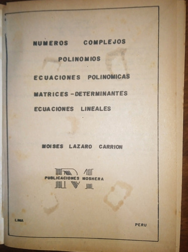 Libro Números Complejos (Usado)