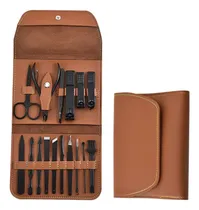 Comprar Set Manicura Pedicura Cortauñas Estuche 16 Piezas Accesorios Color Marron Una Ganga Tienda®