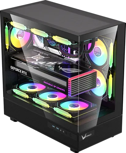 Gabinete Gamer Formula V Crystal Z8 Cosmic Black + 6 Fans