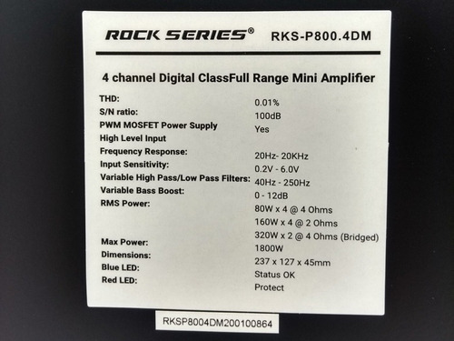 Imagen 5 de 8 de Amplificador. Nano. 4 CanalesRockseries .mod:rks-p800.4dm.