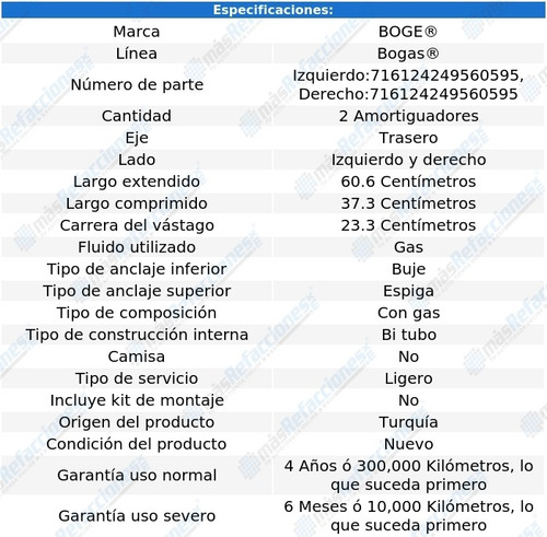 Par Amortiguadores Gas Traseros Attitude 2006-2011 Bogas