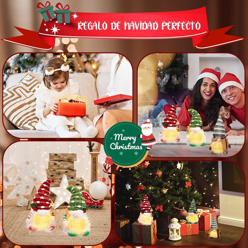 Gnomos De Navidad Con Luz Decoración De Mesa De Navidad