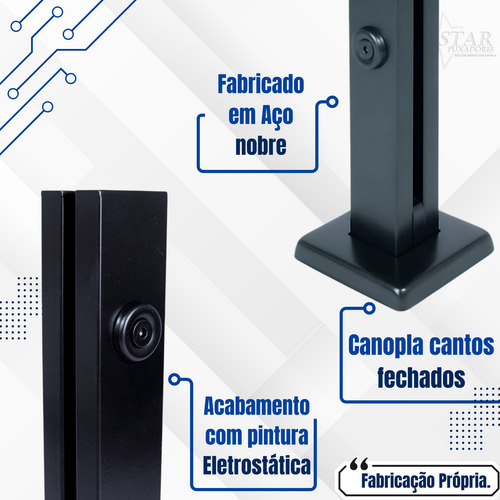 Kit 13 Coluna Torre Preto Fosco Blindex Inox 30 Cm 2 Furos
