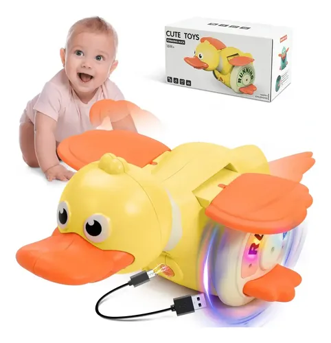 Pato Musical Con Control De Sonido Para Niños De 1 A 3 Años – Juguete Gateador Recargable Por USB, Con Luces Y 4 Melodías, Para Bebés De 6 Meses A 5 Años