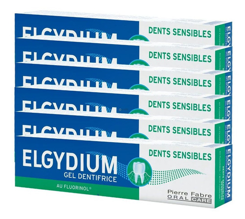 Imagen 1 de 4 de Pack 6 Elgydium Dientes Sensibles Gel Dentífrico 75ml Caries