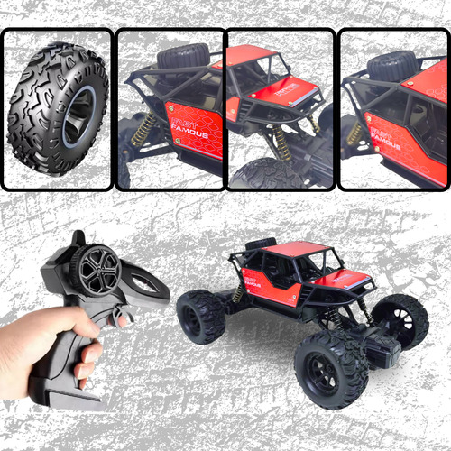 Carrinho Controle Remoto Recarregavel Carro Grande 4x4 Cor Vermelho