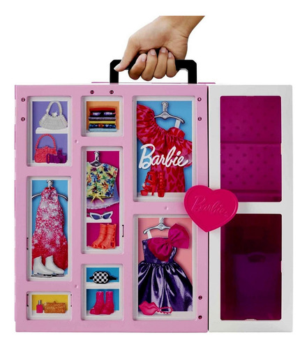Conjunto Grande Armário Closet Dos Sonhos Boneca Menina Barbie 02 Andares - Acompanha Roupas E Acessórios - Inclui Looks Enfermeira Salva Vidas Espelho Corpo Inteiro E Lavanderia - Mattel Brinquedos