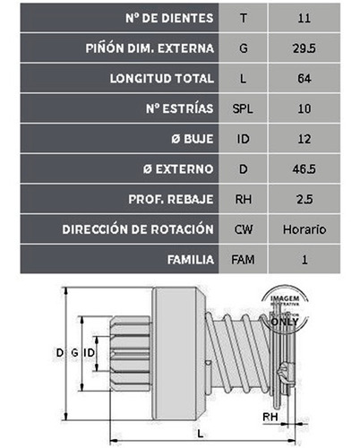 Bendix De Arranque Tipo Bosch Fiat 147 (1553)