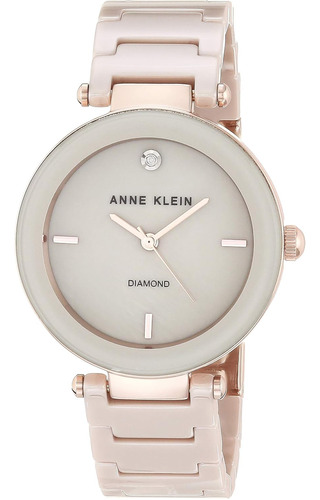 Reloj Anne Klein, Piedras Genuinas,ceramica,marfil/gold Rose