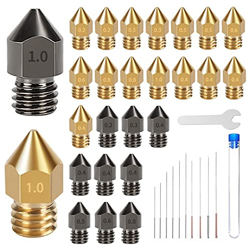 3d Printer Nozzles, 30pcs Hardened Steel And Brass Mk8 ...
