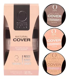 Set 3 Colores Natural Cover Acrilico Uñas By Organic Nails