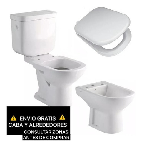 Imagen 3 de 9 de Juego Ferrum Bari Inodoro Largo, Tapa, Mochila Apoyo Y Bidet