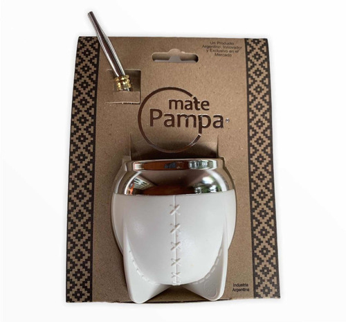 Imagen 2 de 4 de Mate Pampa Blanco Bombilla Cuia Guampa Porongo Chimarrao Arg