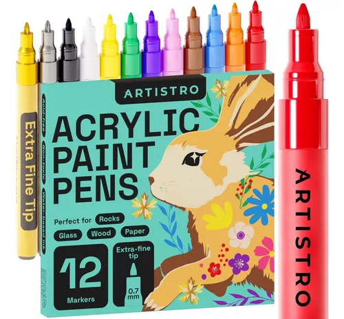ARTISTRO rotuladores de pintura acrílica bolígrafos acrílicos - 30 colores  - 2mm rotuladores acrílicos punta gorda para piedras, metal, madera