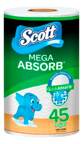 Papel Toallin Scott Mega Absorb 45 Hojas 1 Rollo