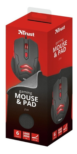 Combo Gamer Ziva Trust Mouse+pad - 6 Boton 3000dpi Iluminado