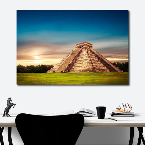 Cuadro Pirámides Kukulkán Cultura Maya Lienzo Foto 120x80