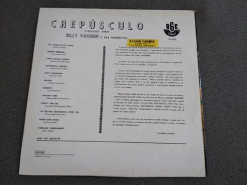Lp Vinil Billy Vaughn E Sua Orquestra - Crepúsculo 1962 (Usado)