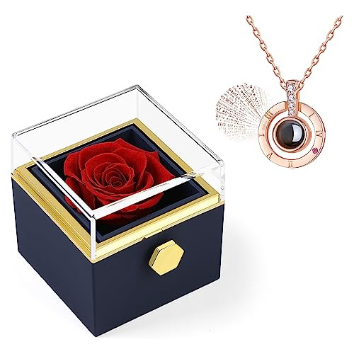 Rosa Preservada Collar De Plata Que Dice Te Amo, Rosas ...