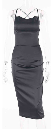 Vestido De Mujer, Cuello Colgante, Espalda Abierta, Cintura