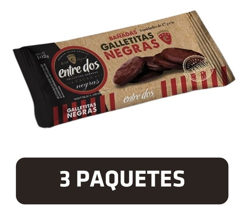 Imagen 1 de 7 de Galletas Bañadas De Chocolate Negro X 3 Paquetes. Entre Dos.