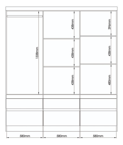 Closet Cronos 6 Puertas 6 Cajones Vekka Color Blanco