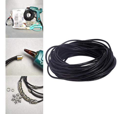 Cordón Trenzado Negro Diy Pu Collar 2 Mm 2 Mm Negro 2mm 10m