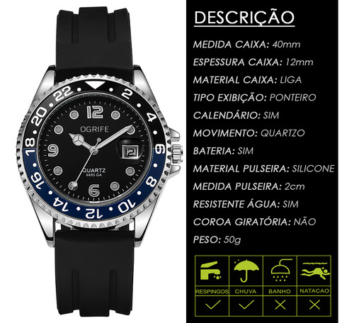 Relogio Corrente Masculino Prata Kit-75 Colar Aço Inox 316l