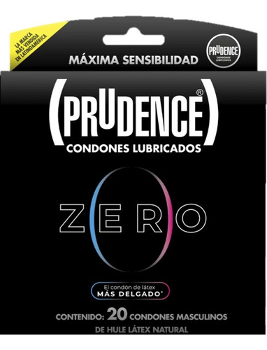 Prudence Zero Condones Lubricados El Más Delgado 20 Pzs