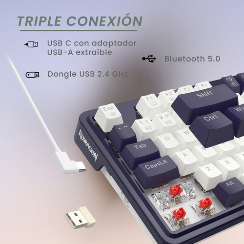 Teclado Redragon Ucal Pro Wireless 75% K673wb-rgb-pro Sp Teclado Negro Idioma Español Latinoamérica
