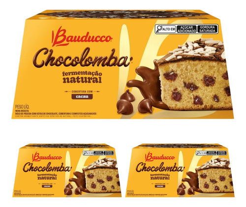 Kit 3 Chocolomba C/ Gotas De Chocolate Sabor Cacau - 400g