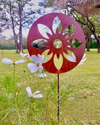 Imagen 8 de 10 de Set X6 Pincho Decorativo Y Tutor De Plantas En Chapa Oxidoo