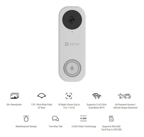 Videoportero Ezviz Db1 Pro Timbre Con Video Wi-fi Con Cable